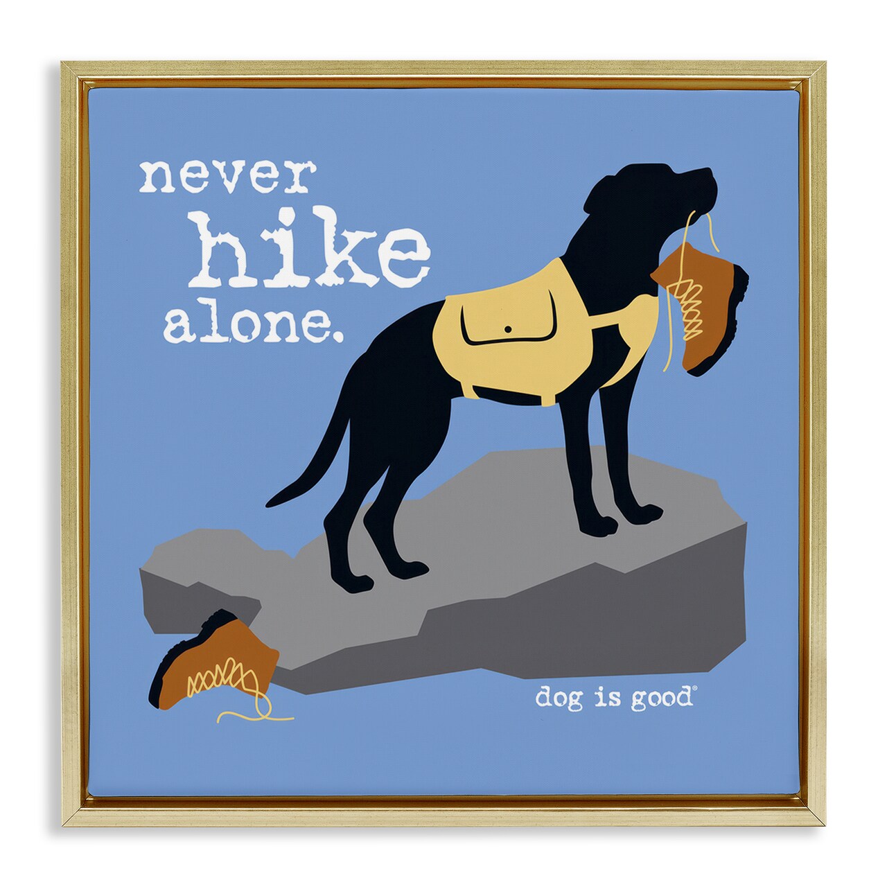 Stupell Industries Never Hike Alone Dog Framed Floater Canvas Wall Art Design by Dog Is Good